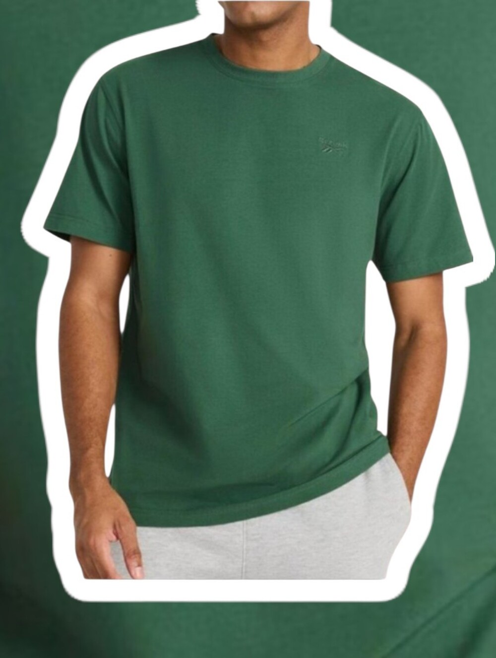 (NWT) Reebok® Vector Embroidery Crewneck T-Shirt - Pine Needle (Large)